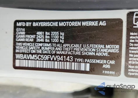 2015 BMW X1 xDrive35I from USA, damaged, VIN WBAVM5C59FVV94143